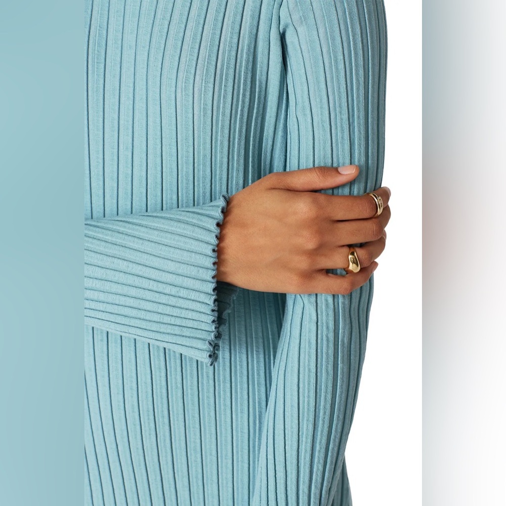 Simon Miller Long Ribbed Stretch Dress, Blue, Long Sleeve, Crew Neck, Sz XS - Picture 5 of 16